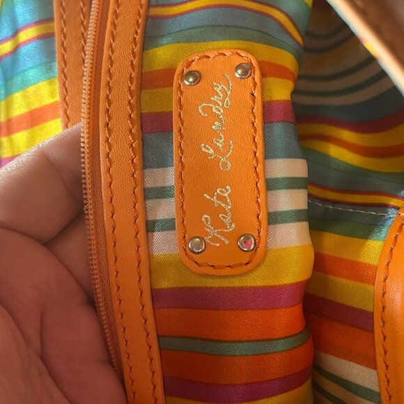 Kate Landry Leather Clutch With Colorful Stripes & Snap Closure 10" x 5.5" - Picture 4 of 4